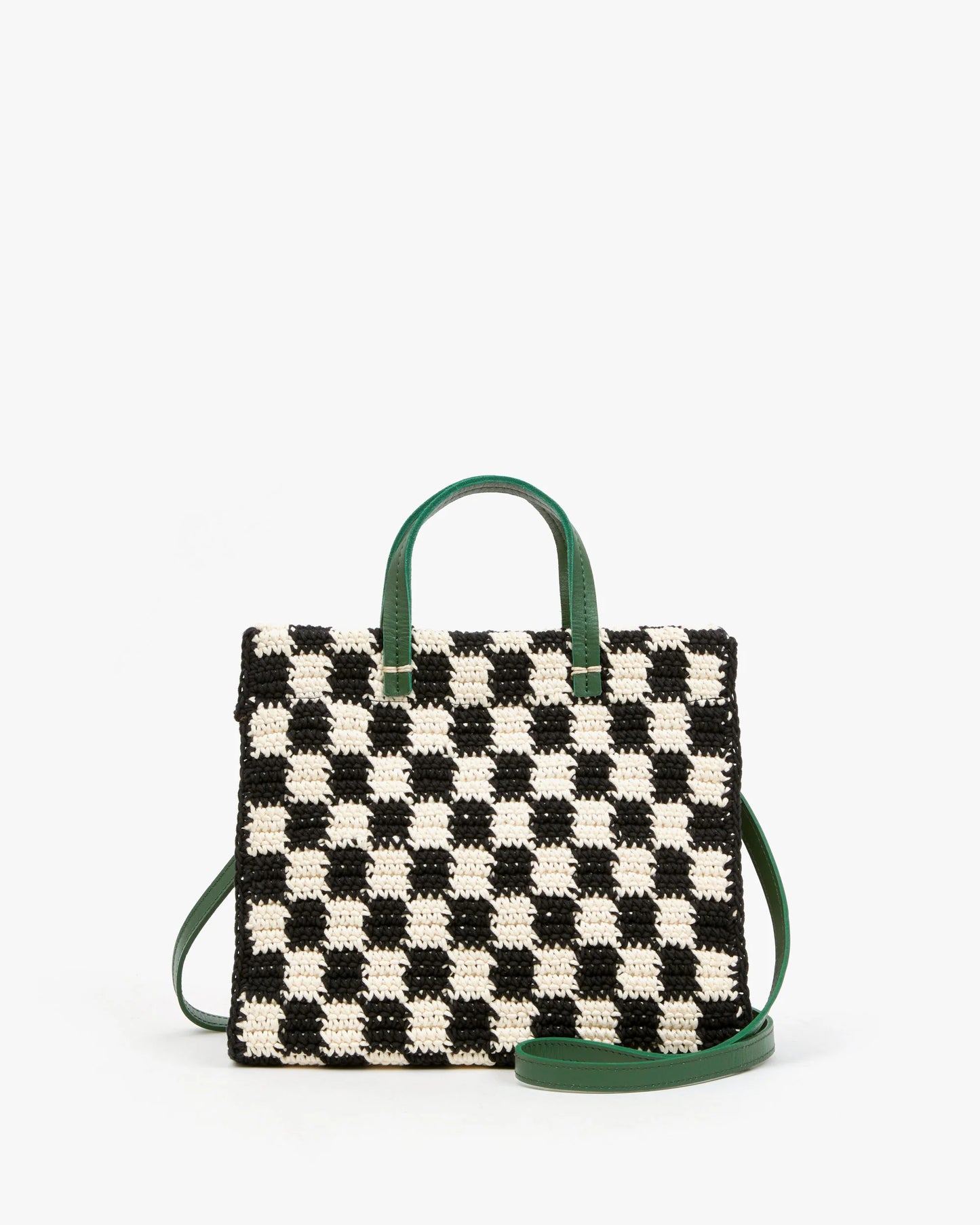 Petit Summer Simple Tote Black & Cream Crochet Mini Checker