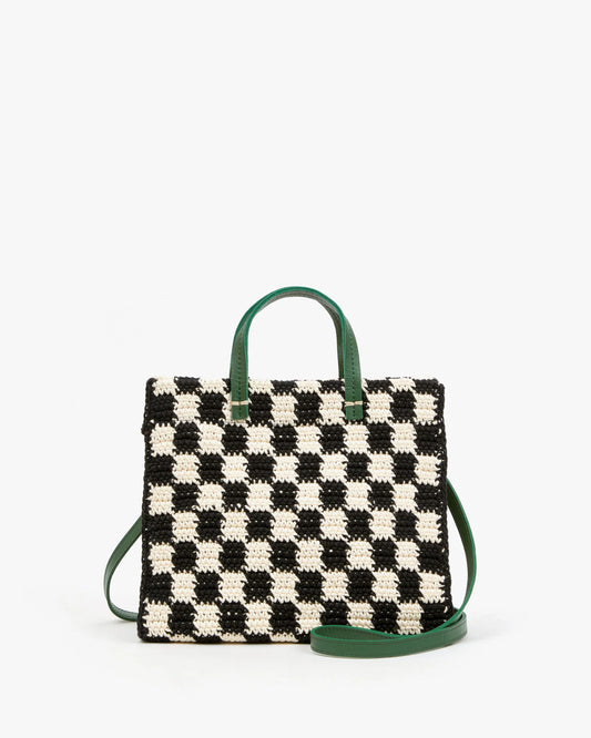 Petit Summer Simple Tote Black & Cream Crochet Mini Checker