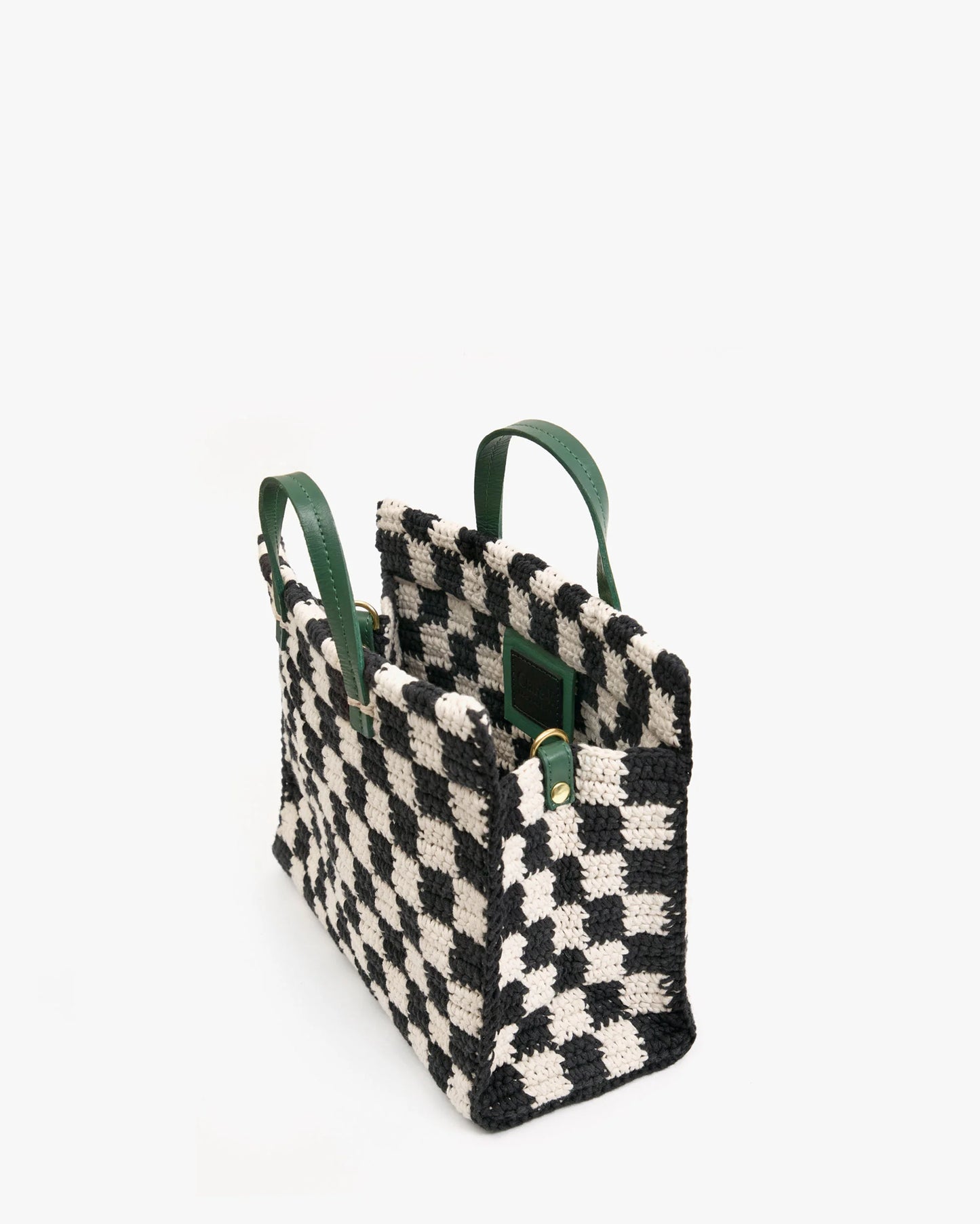 Petit Summer Simple Tote Black & Cream Crochet Mini Checker
