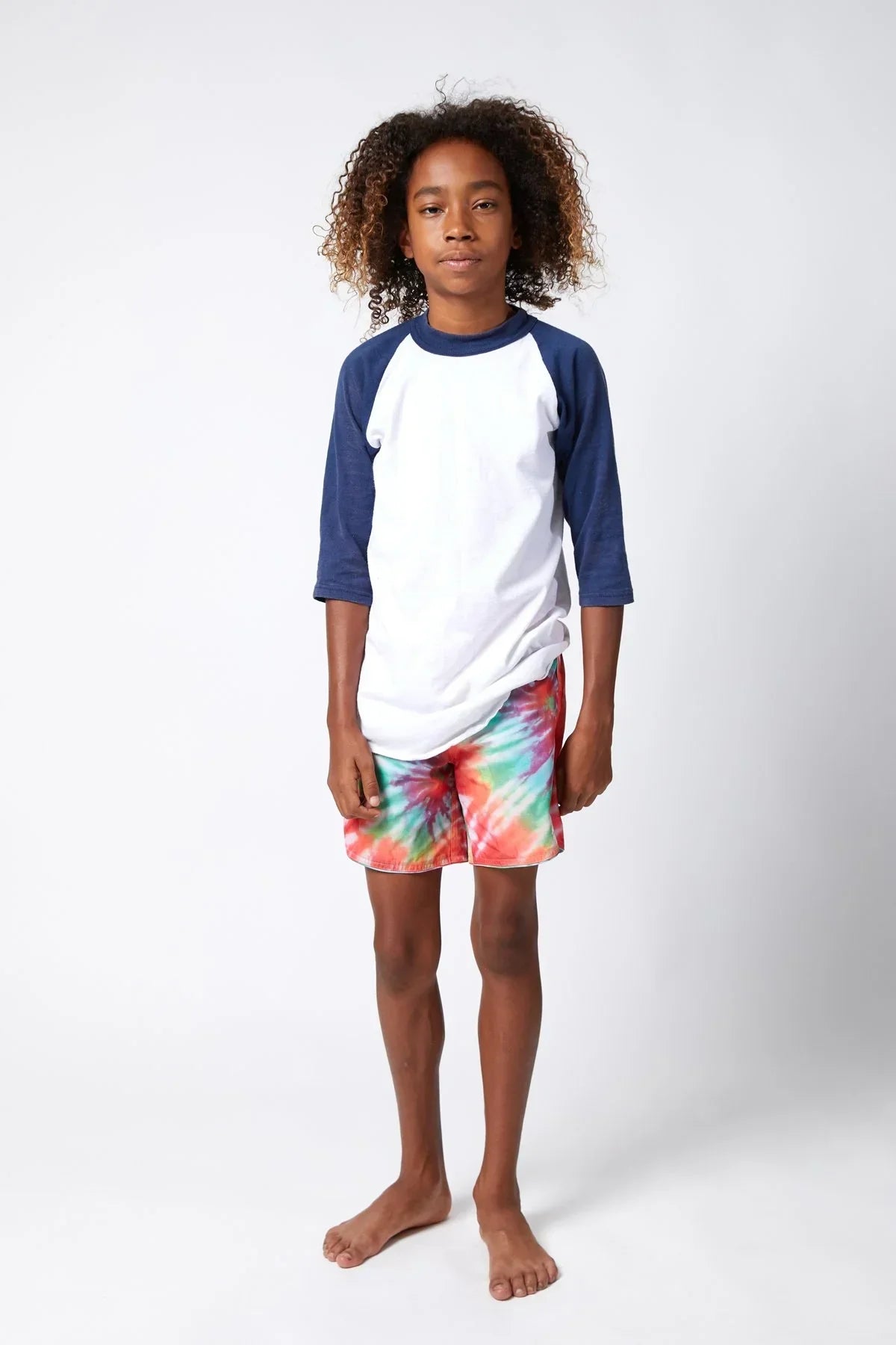 SeaestaSurfBoysBoardshorts – ScallopRetroFlare in Sea Ripple Tie Dye