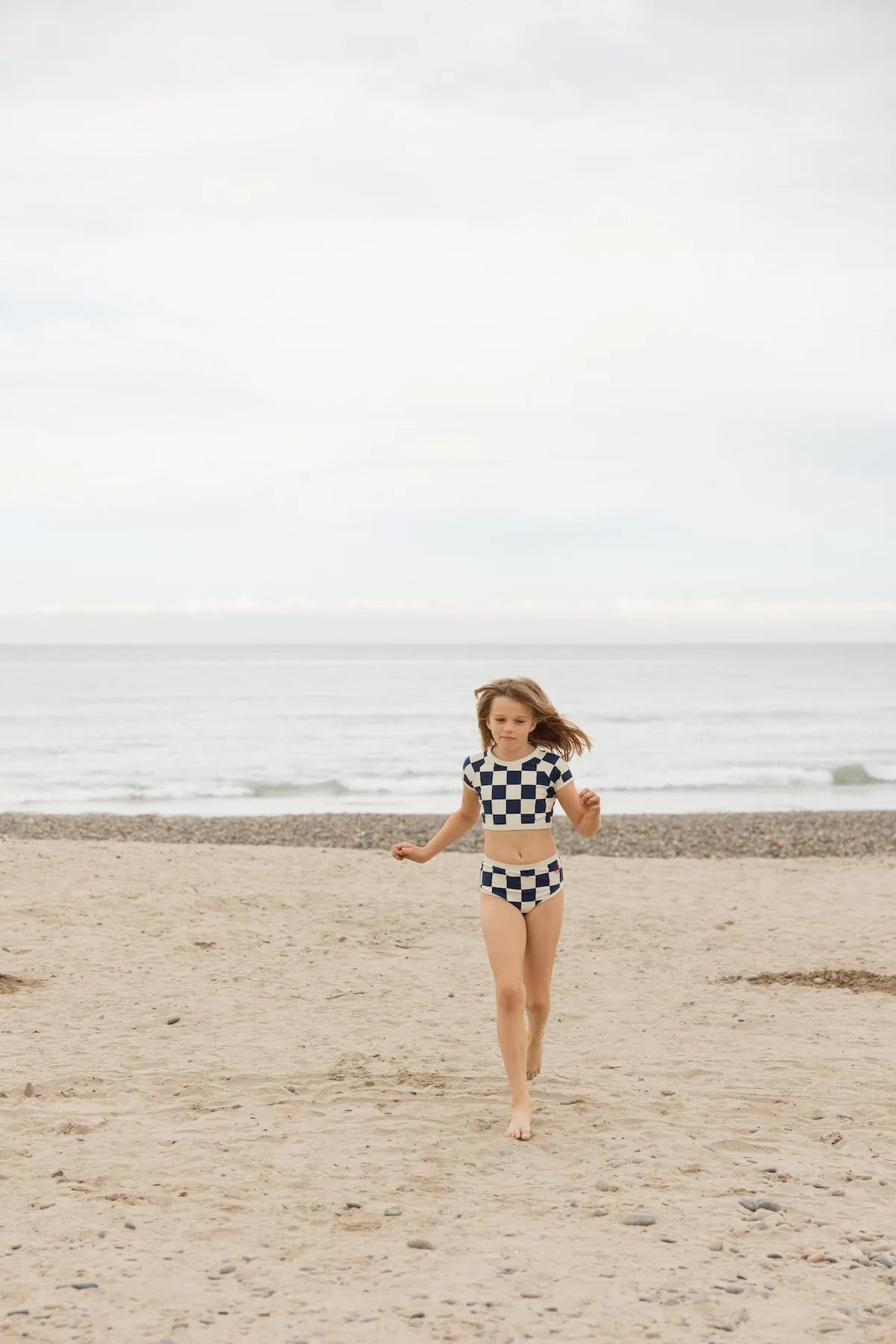 Nautical Checks Two Piece Rashguard Swimsuit | Navy