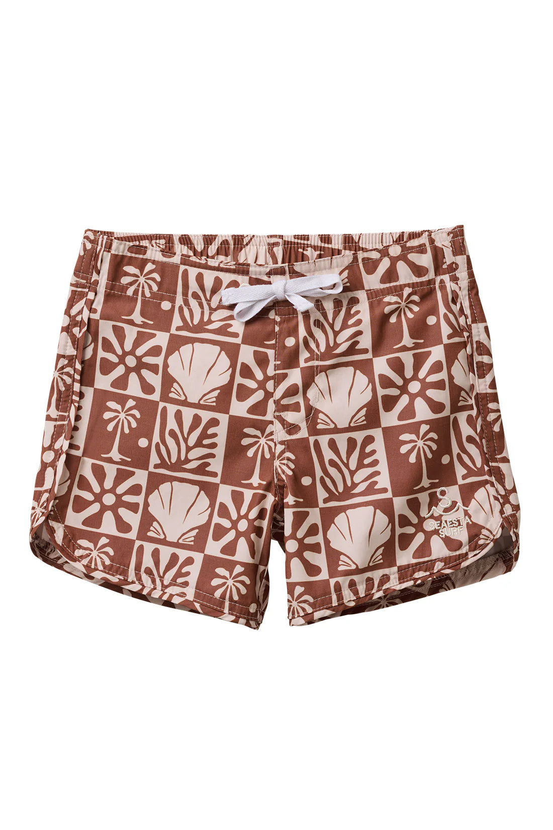 Seaesta Scallop Retro Flare Boardshort | Beach Checks | Coconut