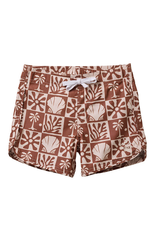 Seaesta Scallop Retro Flare Boardshort | Beach Checks | Coconut