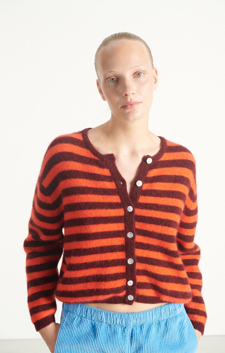 WOMEN'S CARDIGAN VITOW | STRIPED GARNET MELANGE GASPACHO