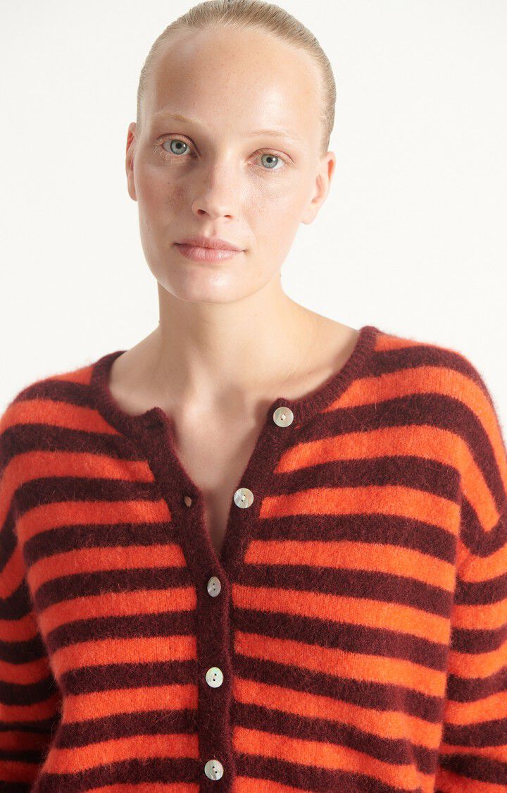 WOMEN'S CARDIGAN VITOW | STRIPED GARNET MELANGE GASPACHO