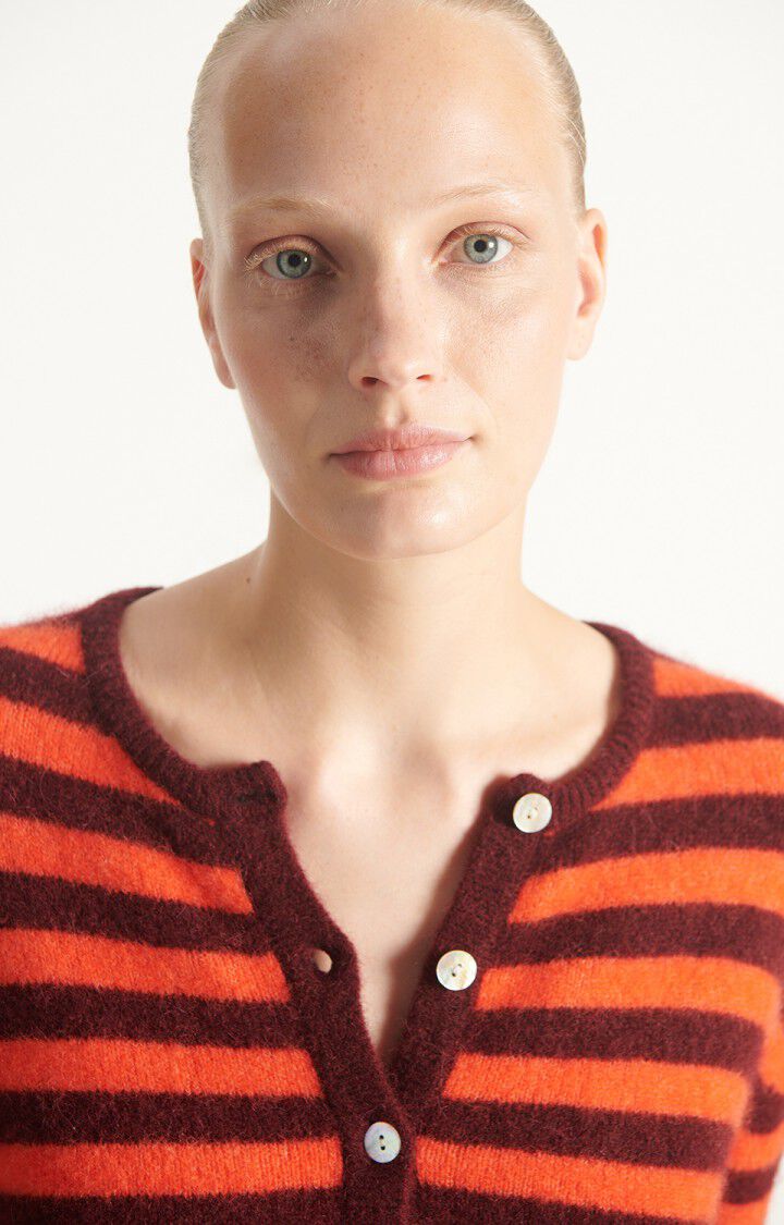 WOMEN'S CARDIGAN VITOW | STRIPED GARNET MELANGE GASPACHO