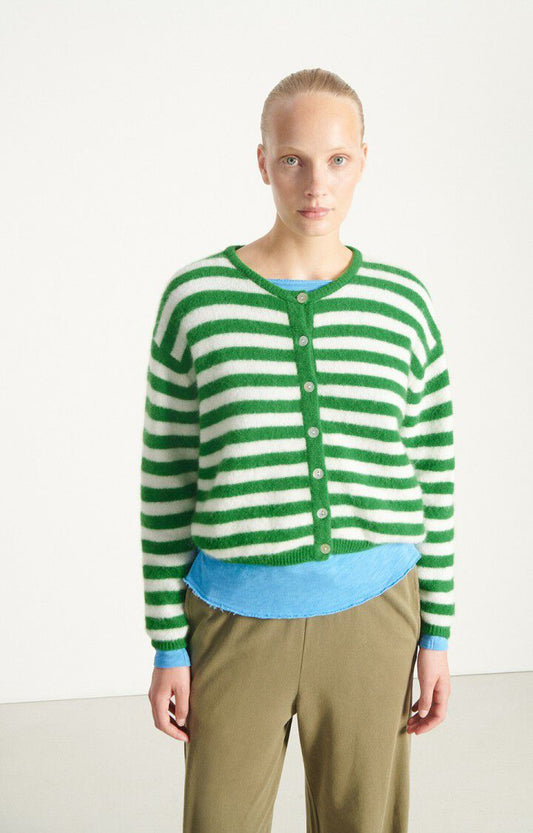 WOMEN'S CARDIGAN VITOW | Striped White Clover