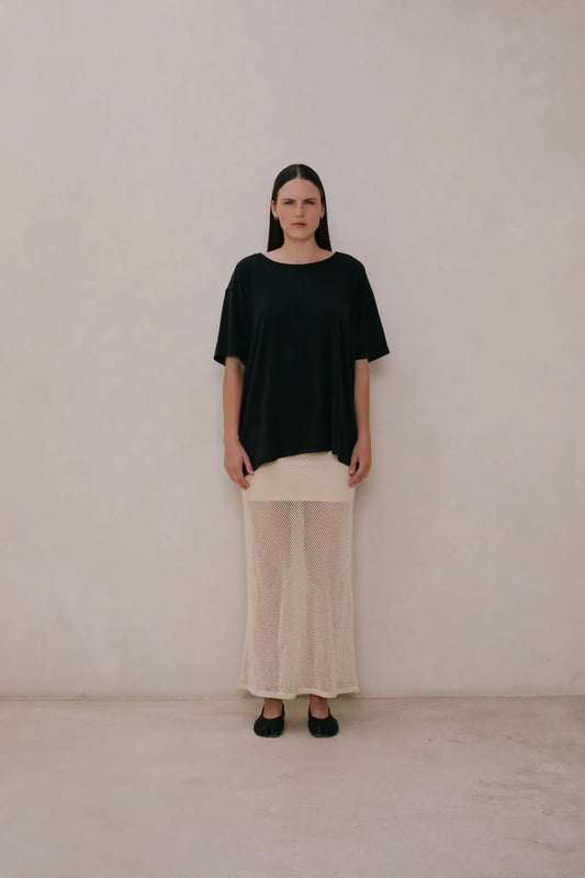 Cotton Silk Big Tee | Black