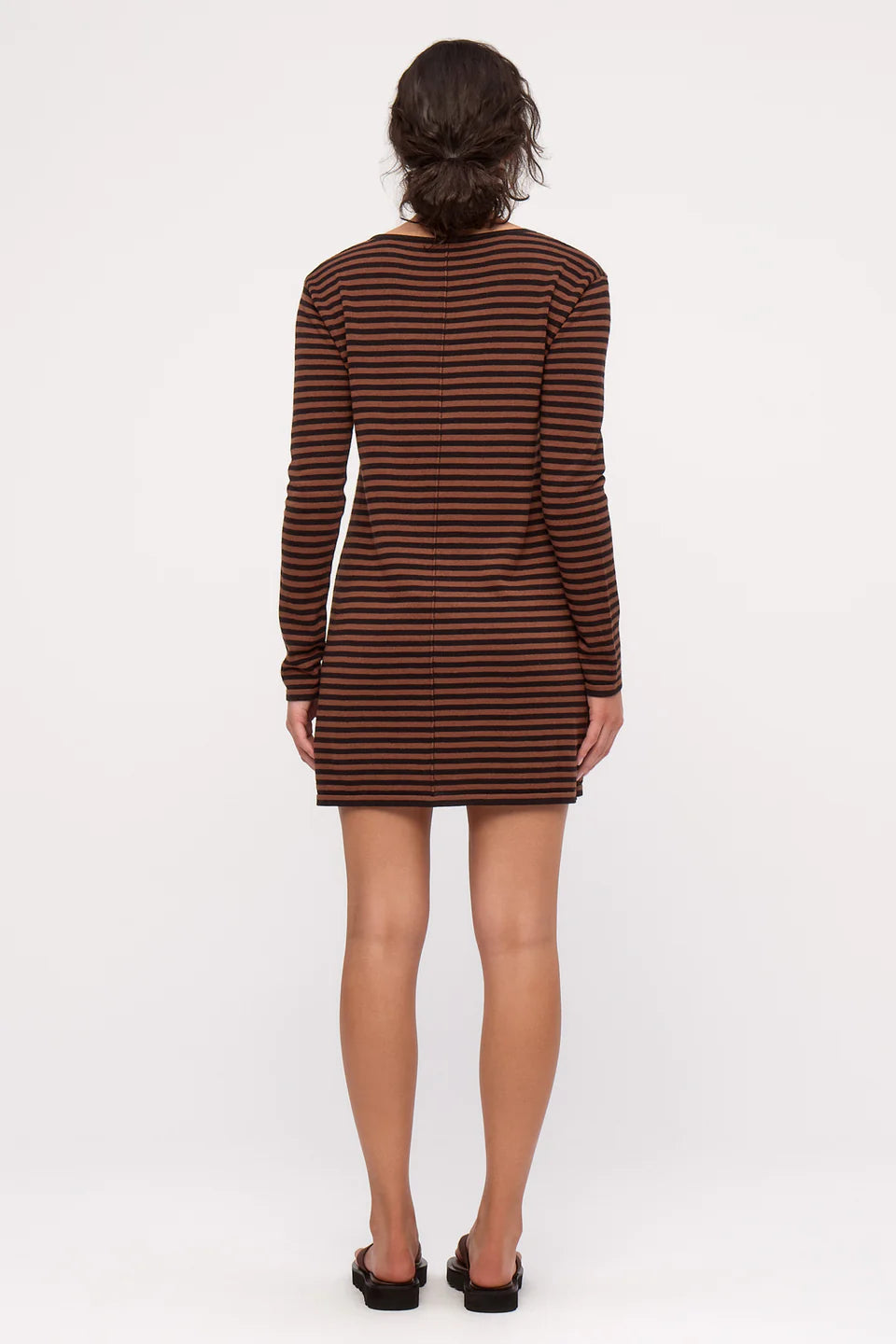 Knit Mini Dress | Brown Stripe