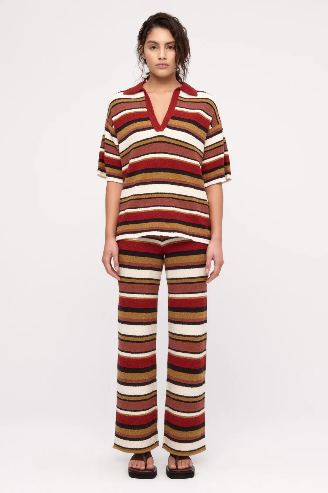 Textured Knit Pant | Earth Stripe