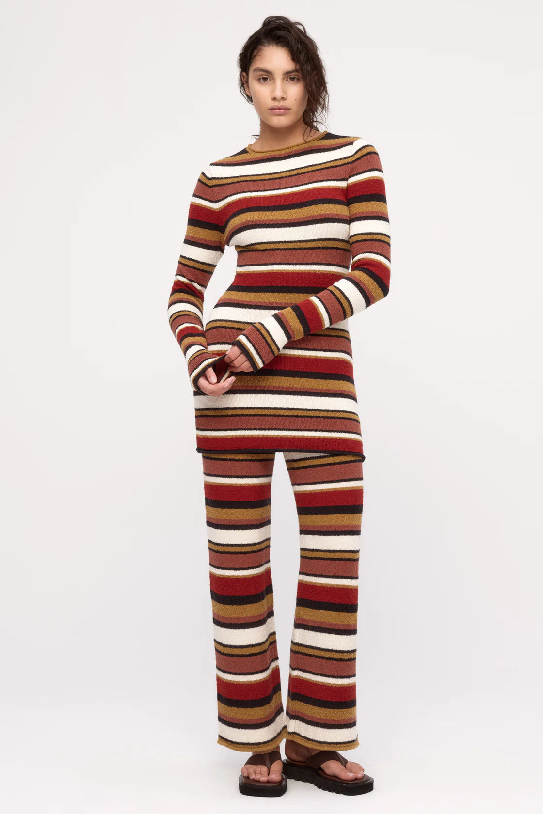 Textured Knit Pant | Earth Stripe