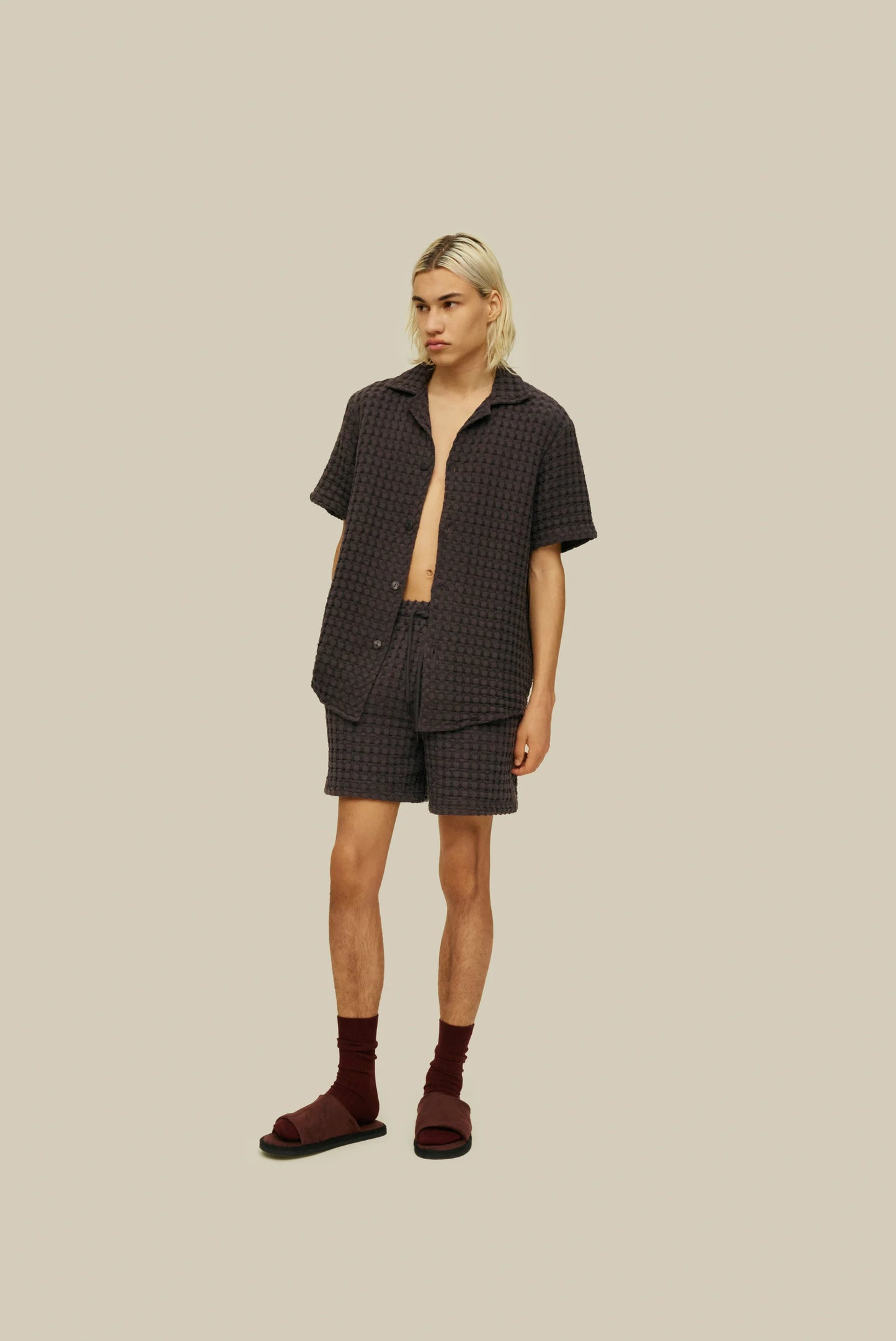 Nearly Black Cuba Waffle Shirt