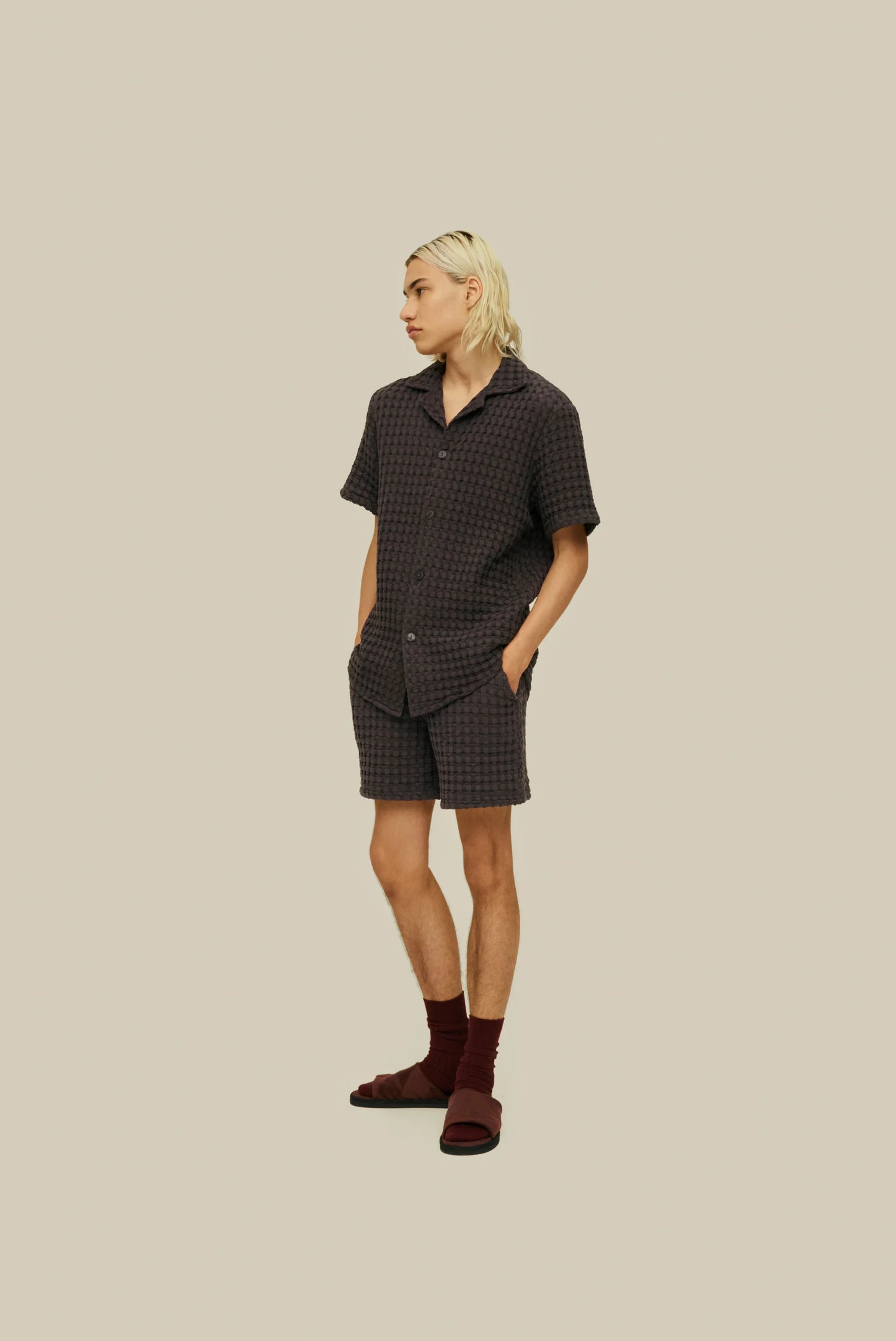 Nearly Black Cuba Waffle Shirt