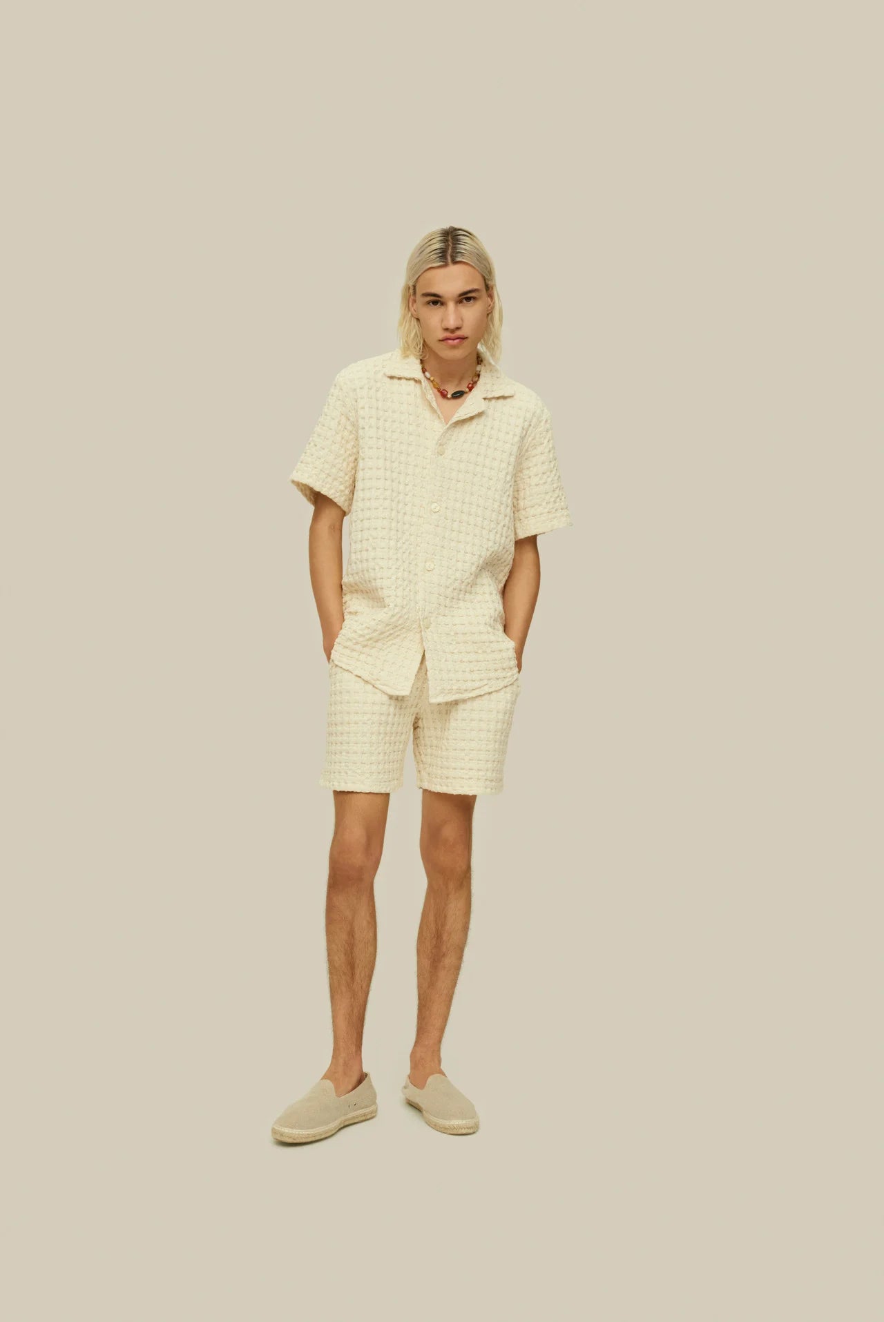 OAS Ecru Porto Waffle Shorts