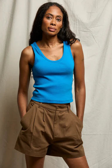 Blondie Rib Bra Friendly Tank | Cobalt