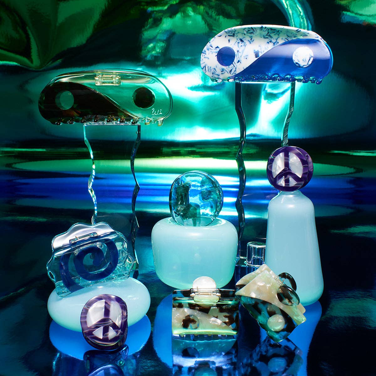 WINONA IRENE - Blue Tortoise Balance Claw Set - Acetate Hair Clip Accessory