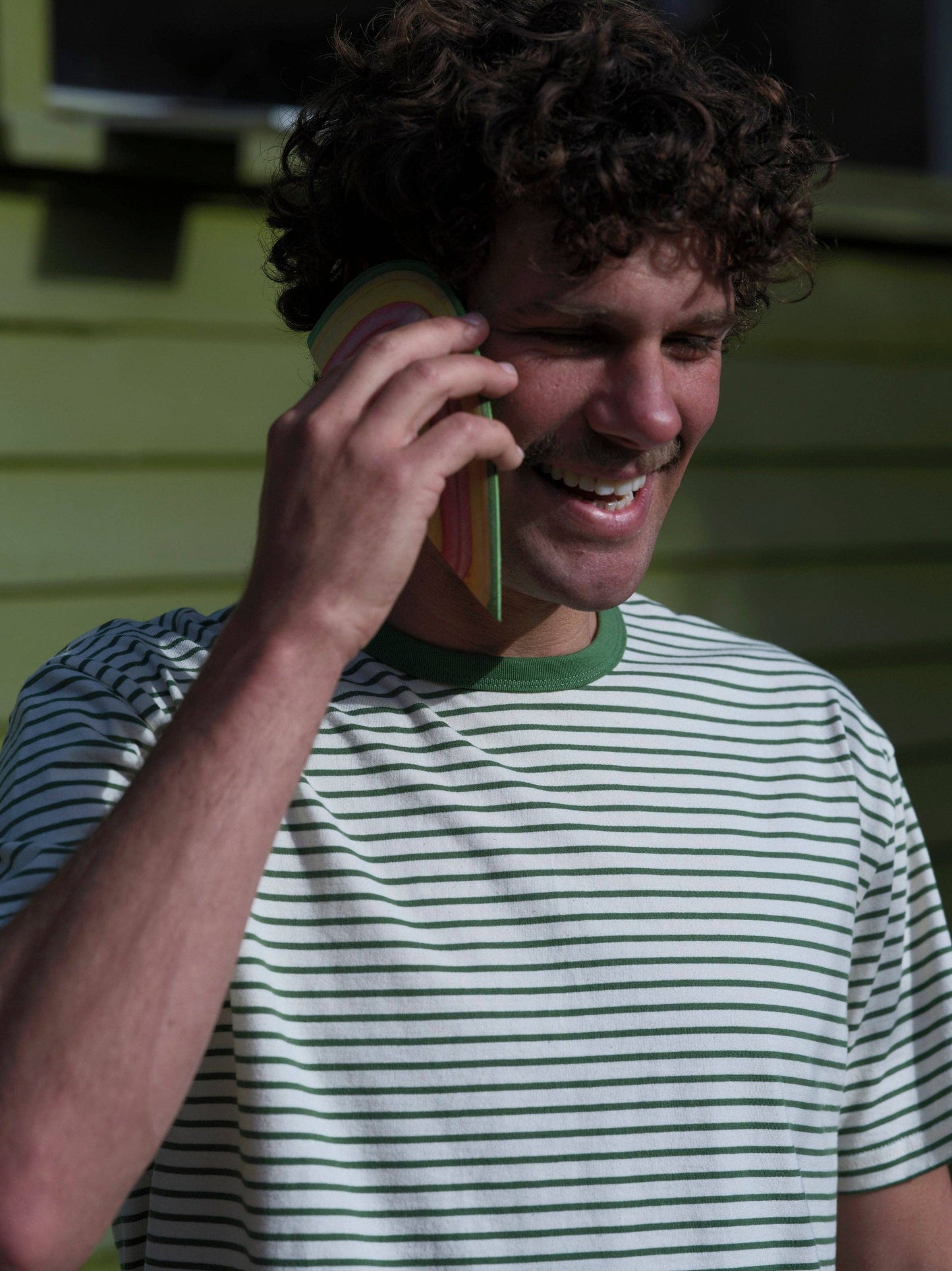 Striped Heavy Tee: Natural / Green