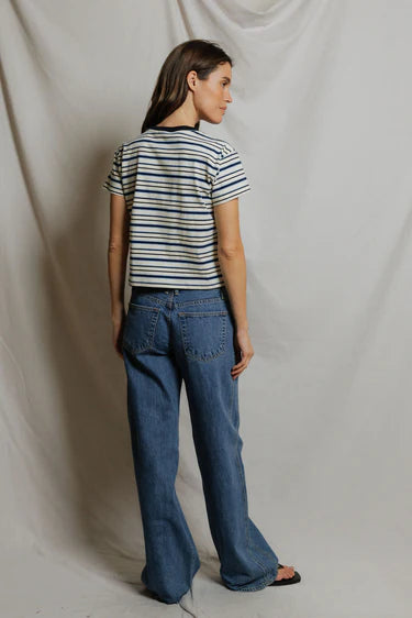 Dawn - stripe supima cotton tee