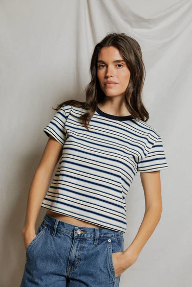 Dawn - stripe supima cotton tee