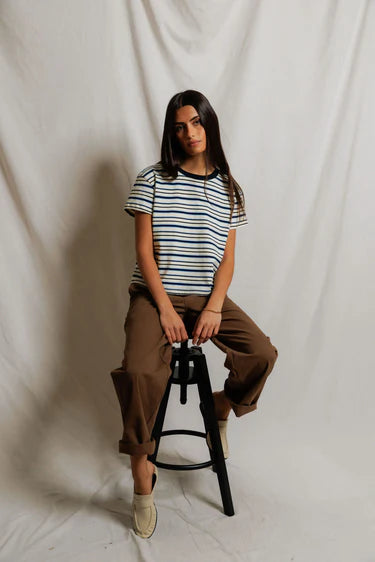 Dawn - stripe supima cotton tee