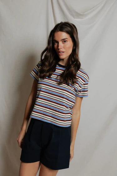 Dawn - stripe supima cotton tee