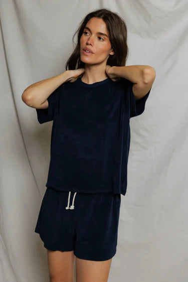 Donny  loop terry crew tee | Navy