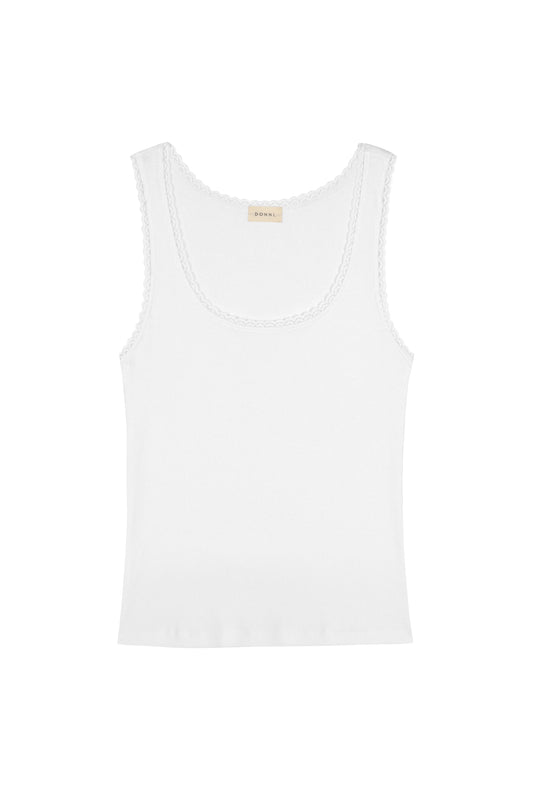 The Vintage Rib Lace Tank | Powder