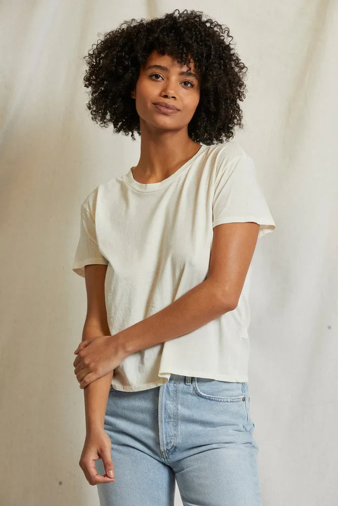 harley cotton boxy crewneck tee | Bright Ivory