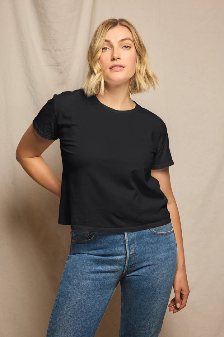 harley cotton boxy crewneck tee | True Black