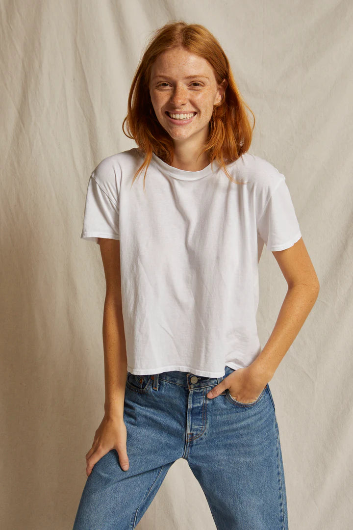 harley cotton boxy crewneck tee | White