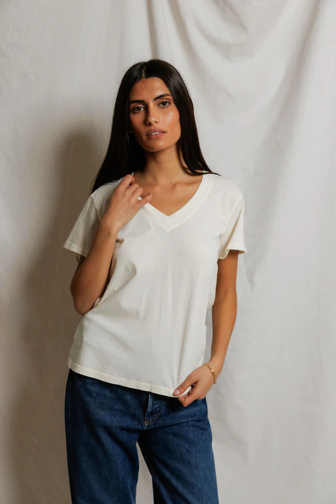 Hendrix cotton boxy crewneck tee | Bright Ivory