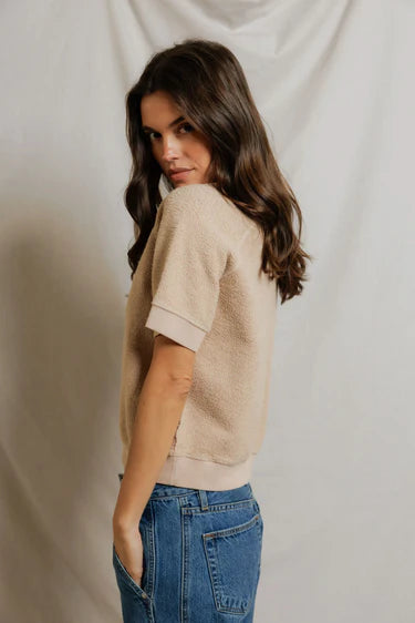 kennedy reverse fleece short sleeve crew neck | Driftwood