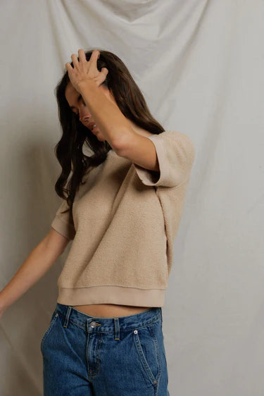 kennedy reverse fleece short sleeve crew neck | Driftwood