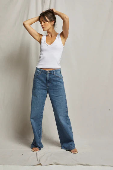 Maria rib v-neck tank | White