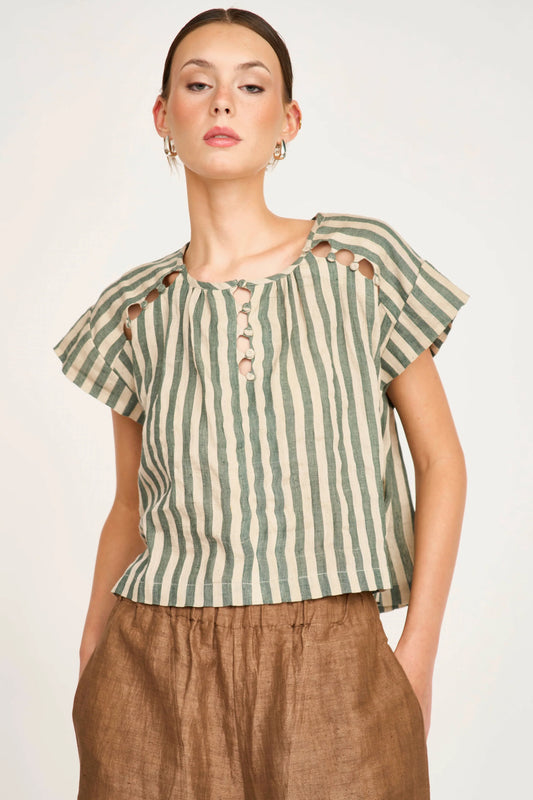 MERIDA CUTOUT TOP | SAFARI STRIPE