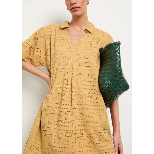 LANAI POPOVER DRESS IN GOLDEN EYELET