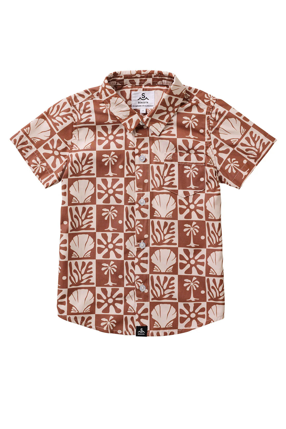 Beach Checks Button Up Shirt | Youth | Coconut
