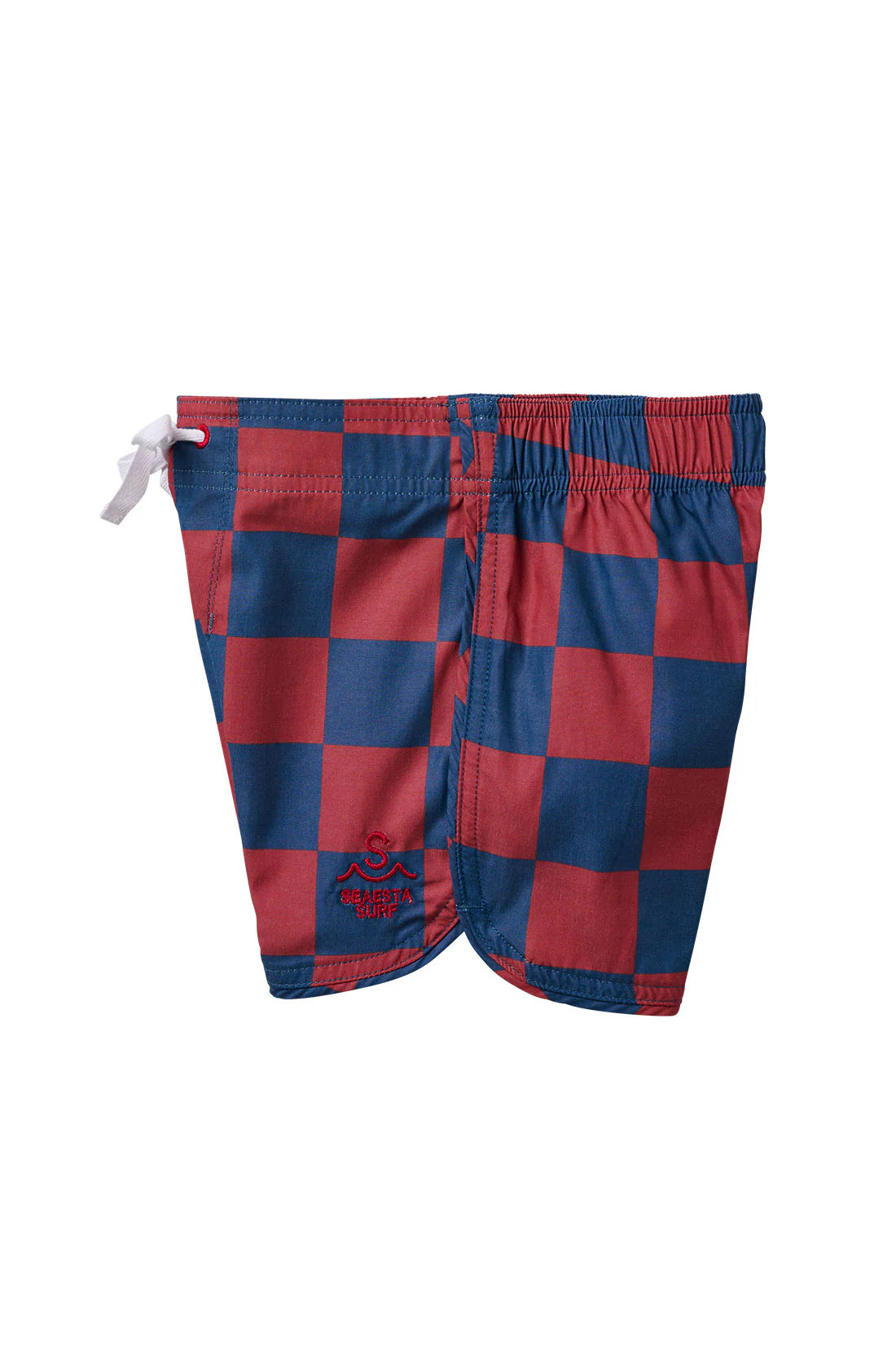 Seaesta Scallop Retro Flare Boardshort |Nautical Checks | Navy Blue + Red