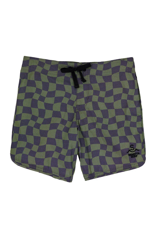 SEAESTA SCALLOP RETRO FLARE BOARDSHORT / WAVY CHECKS / PINE / BOARDSHORTS