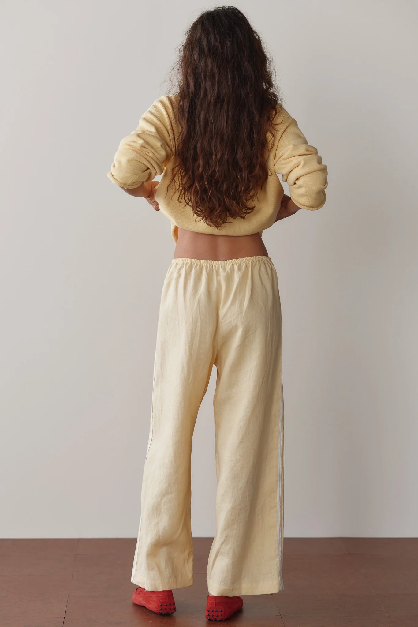 The Linen Crop Racer Stripe Pant | Butter