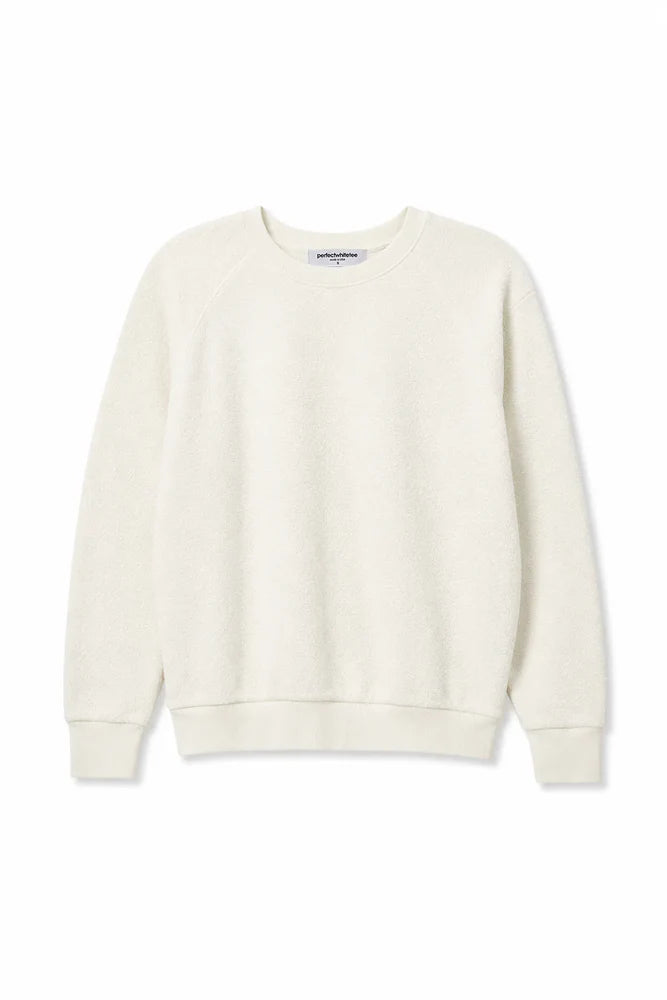Ziggy  inside out fleece long sleeve shrunken crewneck sweatshirt | Bright Ivory